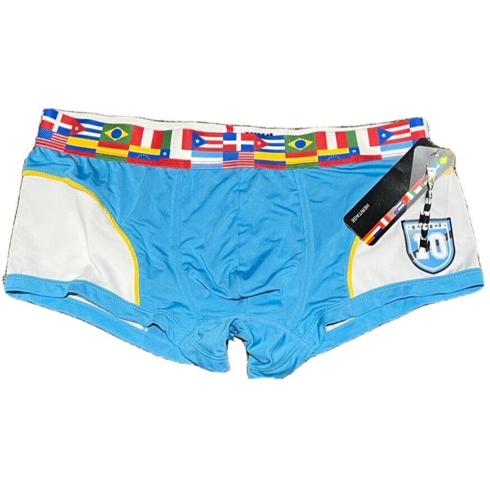 Papi Men's Blue Hispanic Heritage Flag Waistband Brazilian Briefs 452 BNWT